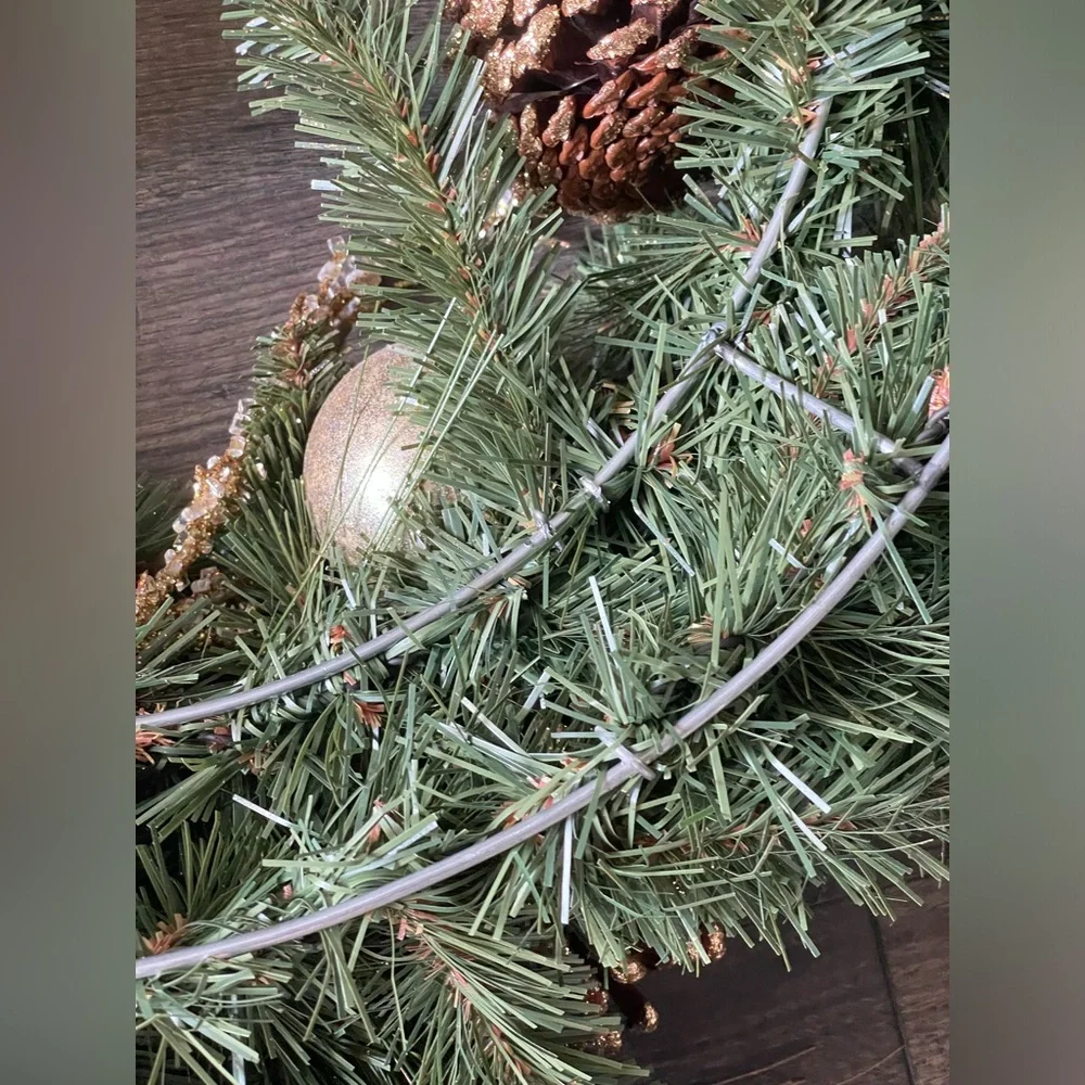 Pier 1 Gold and Brown Ornament Wreath